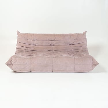 Michel Ducaroy's Togo three Seater Sofa in Original Dusty Pink Bloom Alcantara for Ligne Roset 
