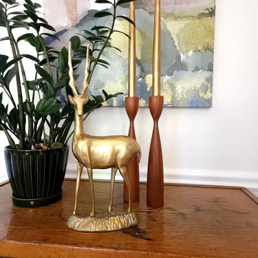 Vintage Tall Brass Gazelle | Antelope on Stand 