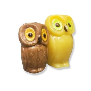 1970s 1980s intage Owl Wax Candles, Woodland Big Eye Birds, Novelty Halloween Candle Decorations, Party Decor, Retro Vintage Holiday 