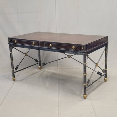 Vintage 1980s Maitland Smith Neoclassical Style Leather Top Writing Desk