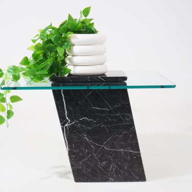 Asymmetrical Marble End Table 