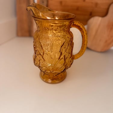 Vintage Amber Anchor Hocking Rainflower Pitcher 