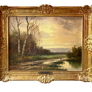 Oil on Canvas Painting in Gilt Frame Signed Augustus Spencer