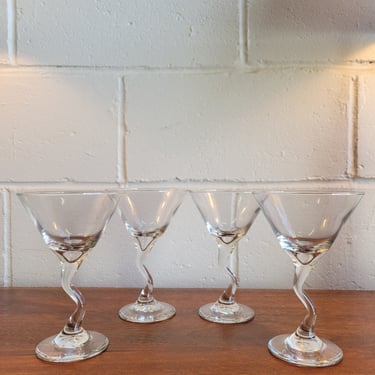 Set of Four Z-Stem Martini Glasses