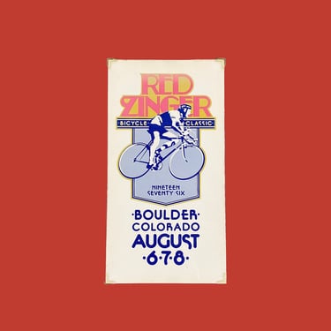 Vintage Red Zinger Poster 1970s Retro Size 22x12 Contemporary + Bicycle Classic + Boulder Colorado + August 1976 + Biking Tournament + Sport 