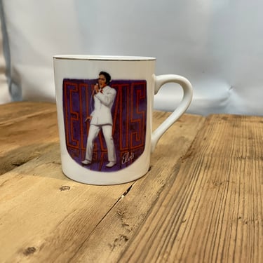 Elvis Presley 50th anniversary Don't Be Cruel vintage coffee mug 1980s 