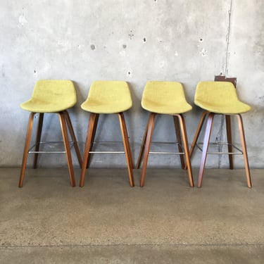 Set of Four Mid Century Modern Style Bentwood Ply Barstools