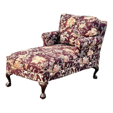 Queen Anne Style Floral Chaise Lounge 