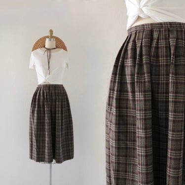 micro plaid wool library skirt - 27 