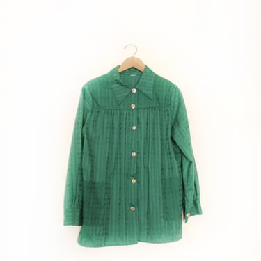 Green 70s Housecoat Blouse 