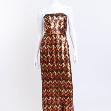 Strapless Chevron Sequin Dress