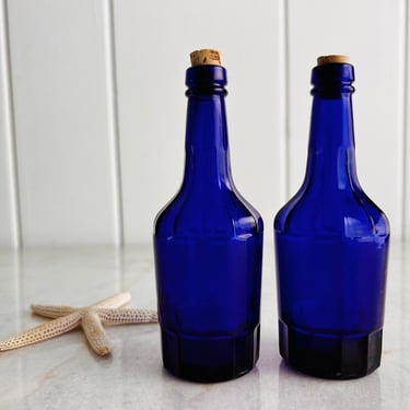 Vintage Medicine Bottle, set of two, 1980s Wheaton Glass cobalt blue, collectible glass, for retro decor, gift 