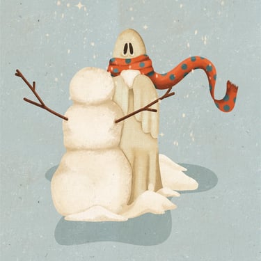 Snowman Ghost Art Print 