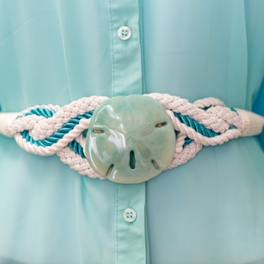 Vintage Aqua Sand Dollar Belt | Large 