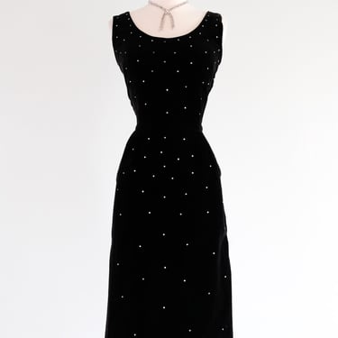 Vintage 1950’s Rhinestone Velvet Cocktail Dress by Jerry Gilden / M