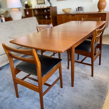 Mid Century Teak Rectangular Table with Four Teak Chairs