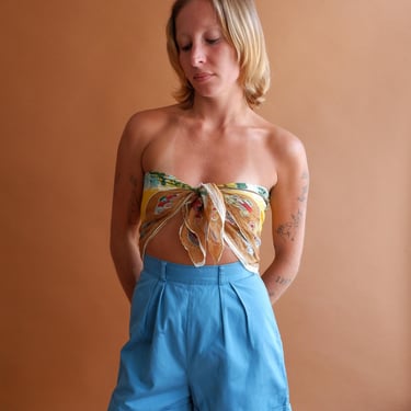 Vintage 50s Jantzen Turquoise Cotton Shorts/ Size XS 24 