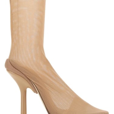 Burberry Women Beige Stretch Tulle Ankle Boots