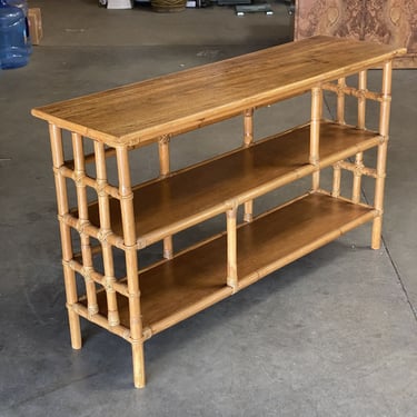 Restored Three-Tier Ladder Sides Shelf Console Table w/ Mahogany Top 
