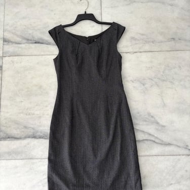 Y2K Mossimo Dress Sheath Gray Chevron Cap Sleeve Lined Stretch Women 10 Career 