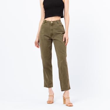 Medium 90s Olive Green High Waisted Jeans 28