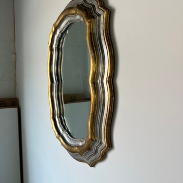 Carved Wood Italian Hollywood Regency Wall Mirror 