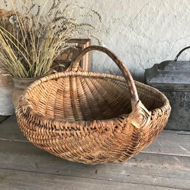 Rustic Harvest Basket, Flower Gathering, Gardening, Market, Foraging, European Farmhouse 