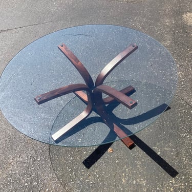 Vintage Ingmar Relling for Westnofa Bentwood and Glass Coffee Table Mid Century Modern Danish Scandinavian Siesta Chair 