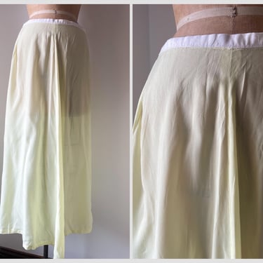 Lemon yellow silk slip, silk skirt slip | vintage half slip, Spring pastel, prom dress, midi length skirt, XS/S 