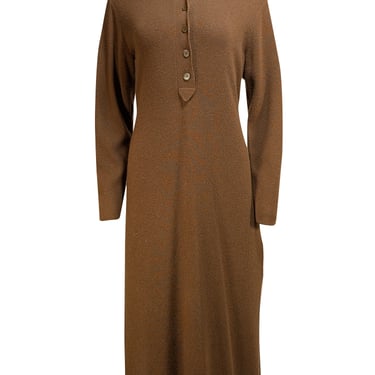 Equipment - Olive Wool &amp; Cashmere Blend Collared Midi Dress Sz S