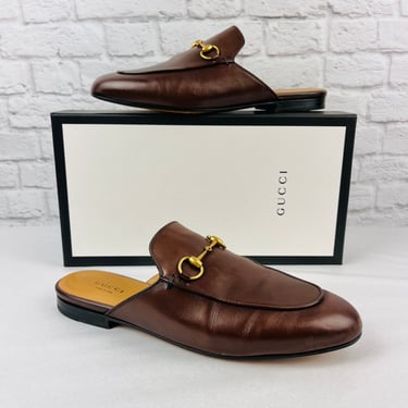 Gucci Princetown Leather slipper, Size 39, Brown