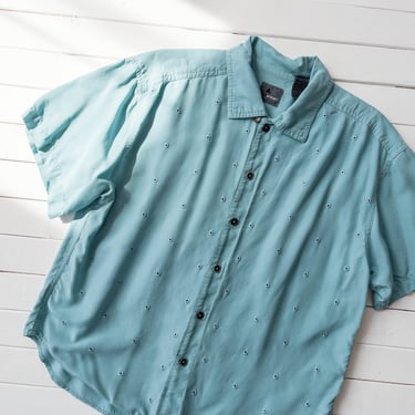 cute cottagecore blouse | 80s 90s vintage turquoise aqua blue eyelet lace embroidered floral short sleeve shirt 