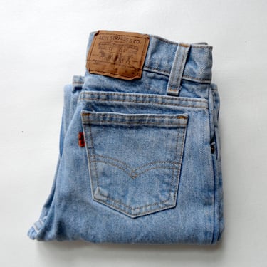 Vintage 70s Levi's Orange Tag 24 Waist Light Blue Wash 100% Cotton 5 Pocket Regular Fit Straight Leg Jeans Gender Neutral Boy Girl Kid's 14 