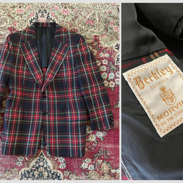 Pristine vintage ‘70s tartan plaid sport coat | Christmas party jacket, @39 reg 