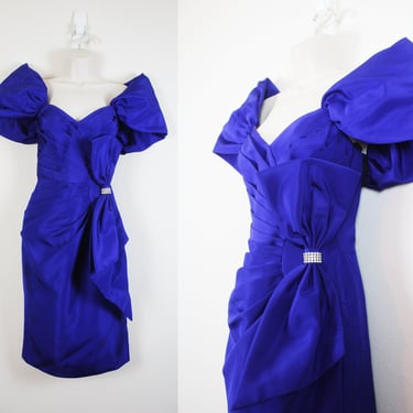 Vintage 1980s Formal Purple Party Dress, Size Extra Small 