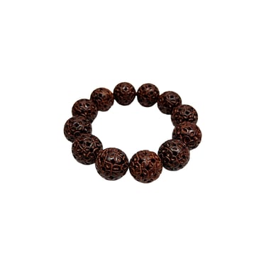Chinese Zitan Rosewood Carved Beads Hand Rosary Praying Bracelet ws4693E 
