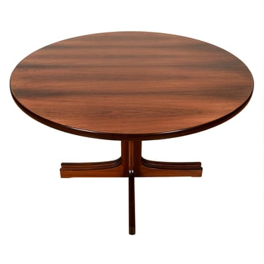 Pedestal Base Danish Modern Rosewood Expanding Dining Table w. 2 Leaves