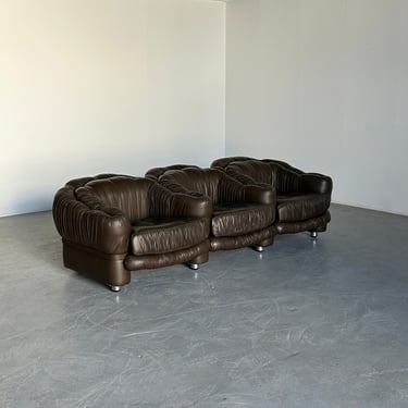 Vintage Three-Seater Sofa in Dark Brown Leather by Axel Di Pietrobon, 1970s Italy 