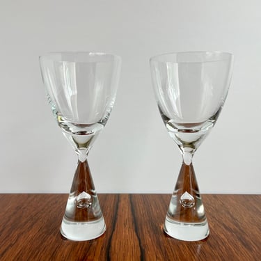 Pair of Holmegaard Princess Claret Red Wine Glasses 16.4 cm by Bent Severin 