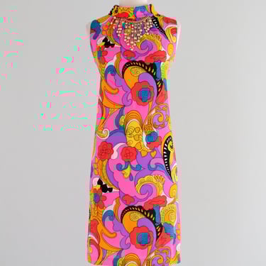 Vintage 1960's Psychedelic Mod Shift Dress by Amy-Joy / SM