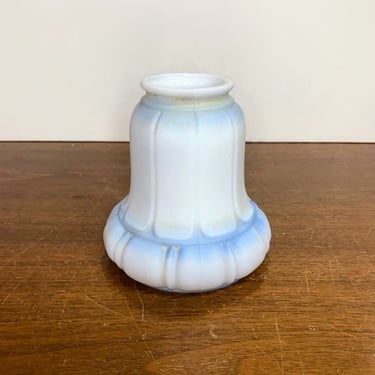 Vintage Art Deco Satin Cased Glass Blue and White Lamp Shade Lighting Fixture 