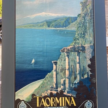Rare Antique French Art Deco Travel Poster by Mario Borgoni 