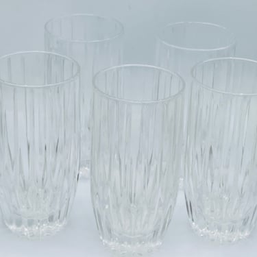 Set of (5) Mikasa Park Lane Lead Crystal Doubled Tumbler Highball Glass 5.625 " 