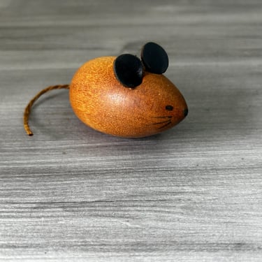 Vintage Scandinavian Wooden Mouse, Teak Wood Mouse, Teak Mouse Figurine 