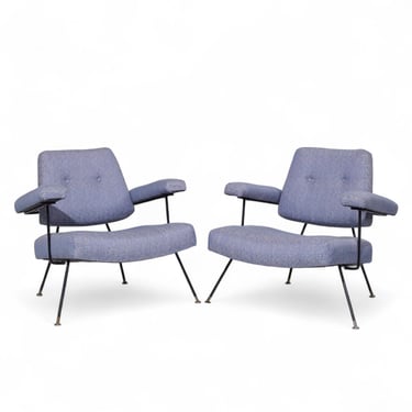 Adrian Pearsall for Craft Associates 104C Mid Century Iron Lounge Chairs - Pair - mcm 