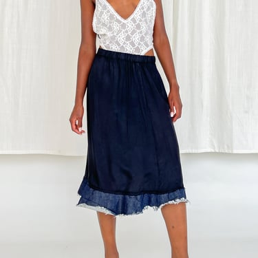 Comme Des Garçons Silky Denim Panel Skirt (M)