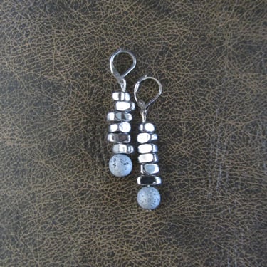 Silver druzy agate and nugget earrings 