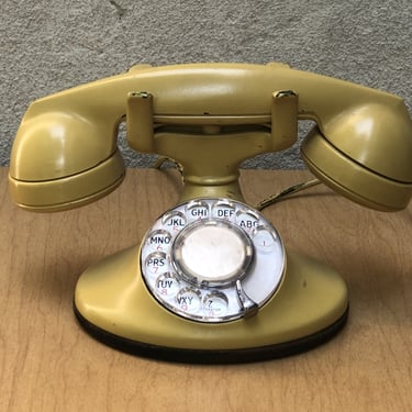 Western Electric Antique Yellow Metal Telephone, Circa 1940s 