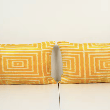 Yellow Silk Ikat Velvet | 16" x 24"