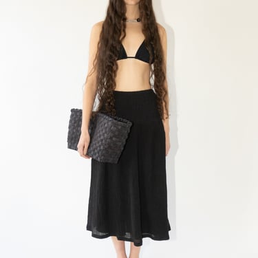 Sol Smocked Gauze Skirt in Black